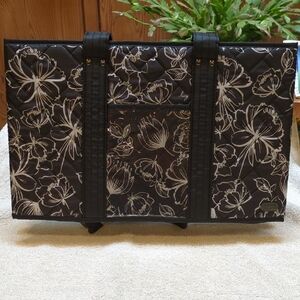 Lug Gallop Collapsible Carry-All Tote - Outline Floral Black NWT